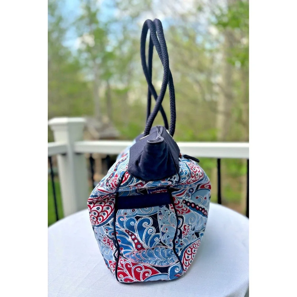Vera Bradley Nautical Seaside Miller Tote Capri Blue Paisley Large Quilted EUC